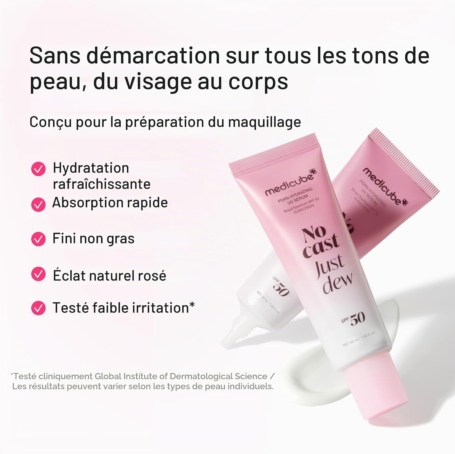Medicube PDRN Pink Sérum Solaire SPF50 Just Dew 50 ml