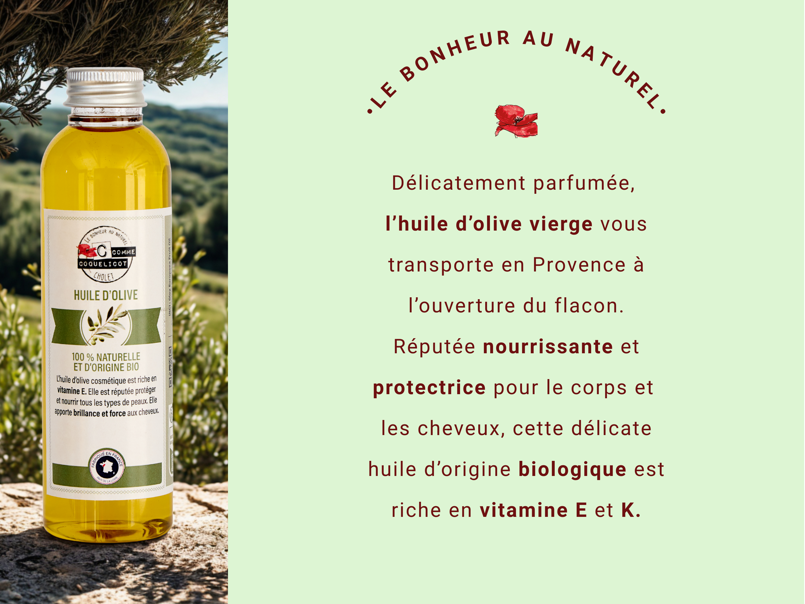 C Comme Coquelicot Huile cosmétique Olive huile peau 150 ml