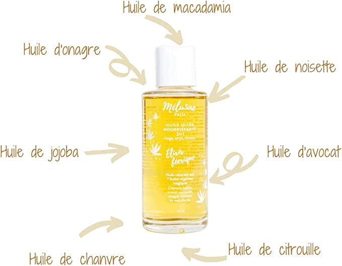 Mélusine Soin corps Huile chanvre visage corps cheveux