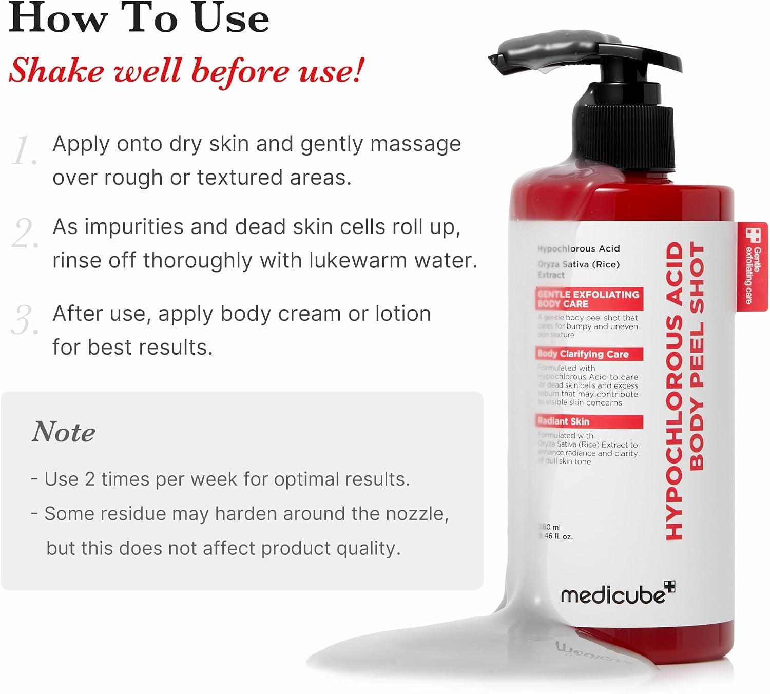 Medicube Red Body Peel Shot Peeling Corps acide hypochloreux