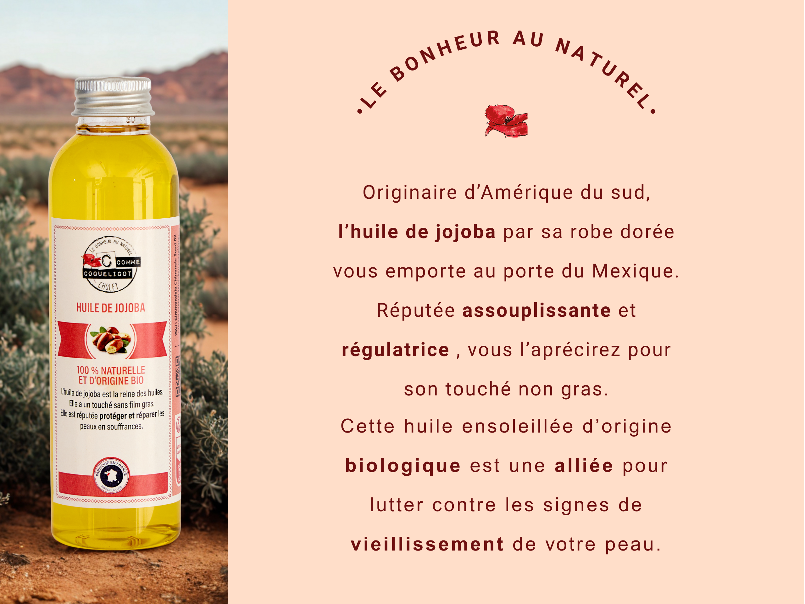 C Comme Coquelicot Huile cosmétique Jojoba huile visage 150 ml