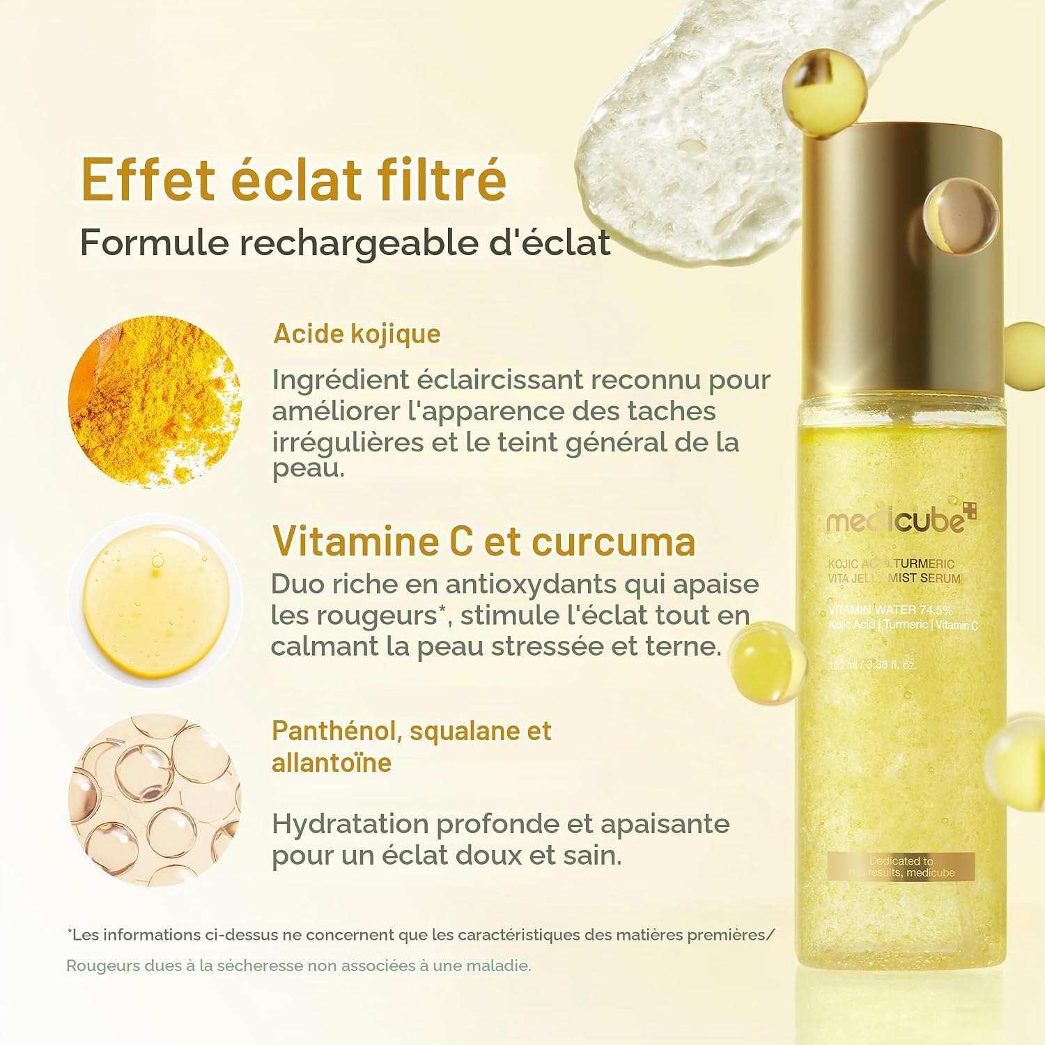 Medicube Kojic Acid Jelly Mist Sérum 100 ml curcuma éclat
