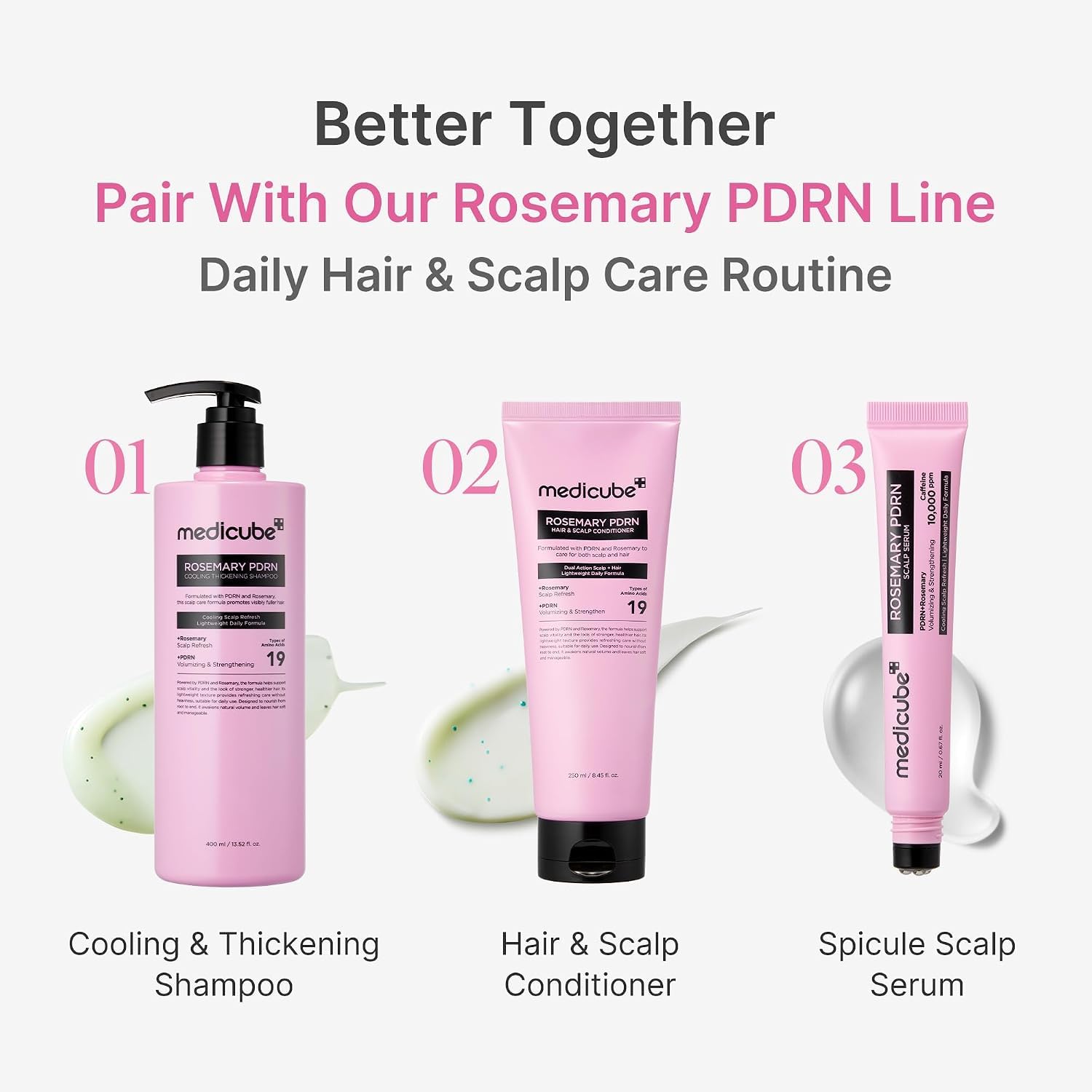 Medicube PDRN Pink Rosemary après-shampoing 250 ml épaississant