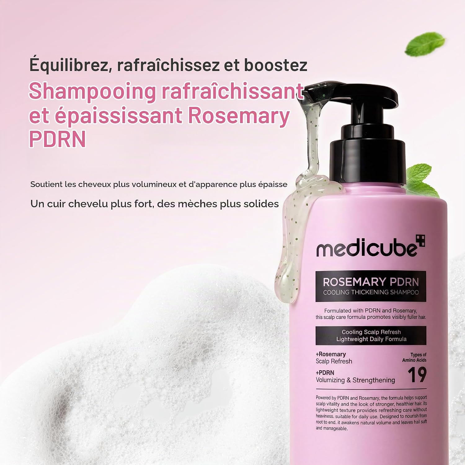 Medicube PDRN Pink shampooing romarin PDRN 400 ml force