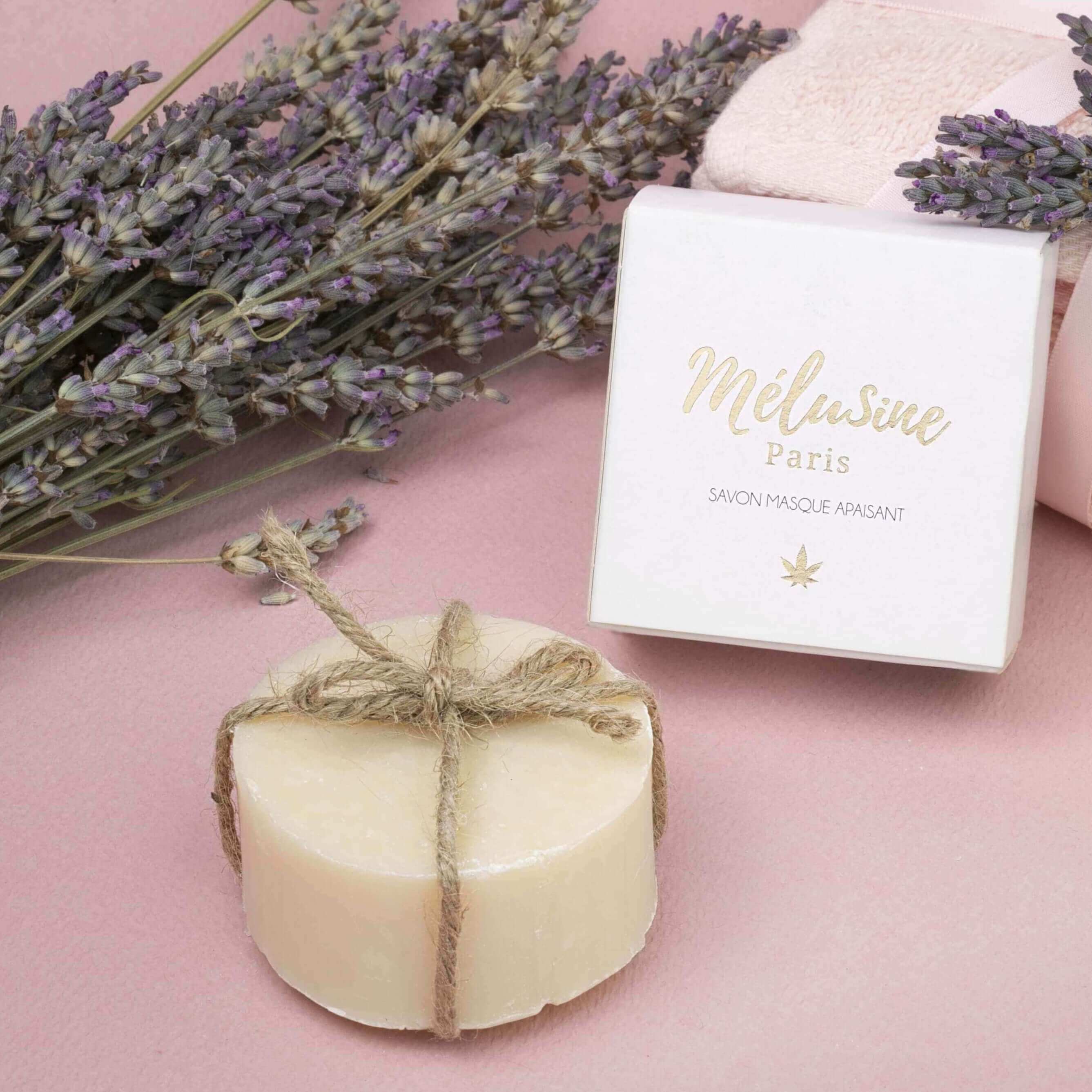 Mélusine Soin corps Savon chanvre anti-acné lavande masque