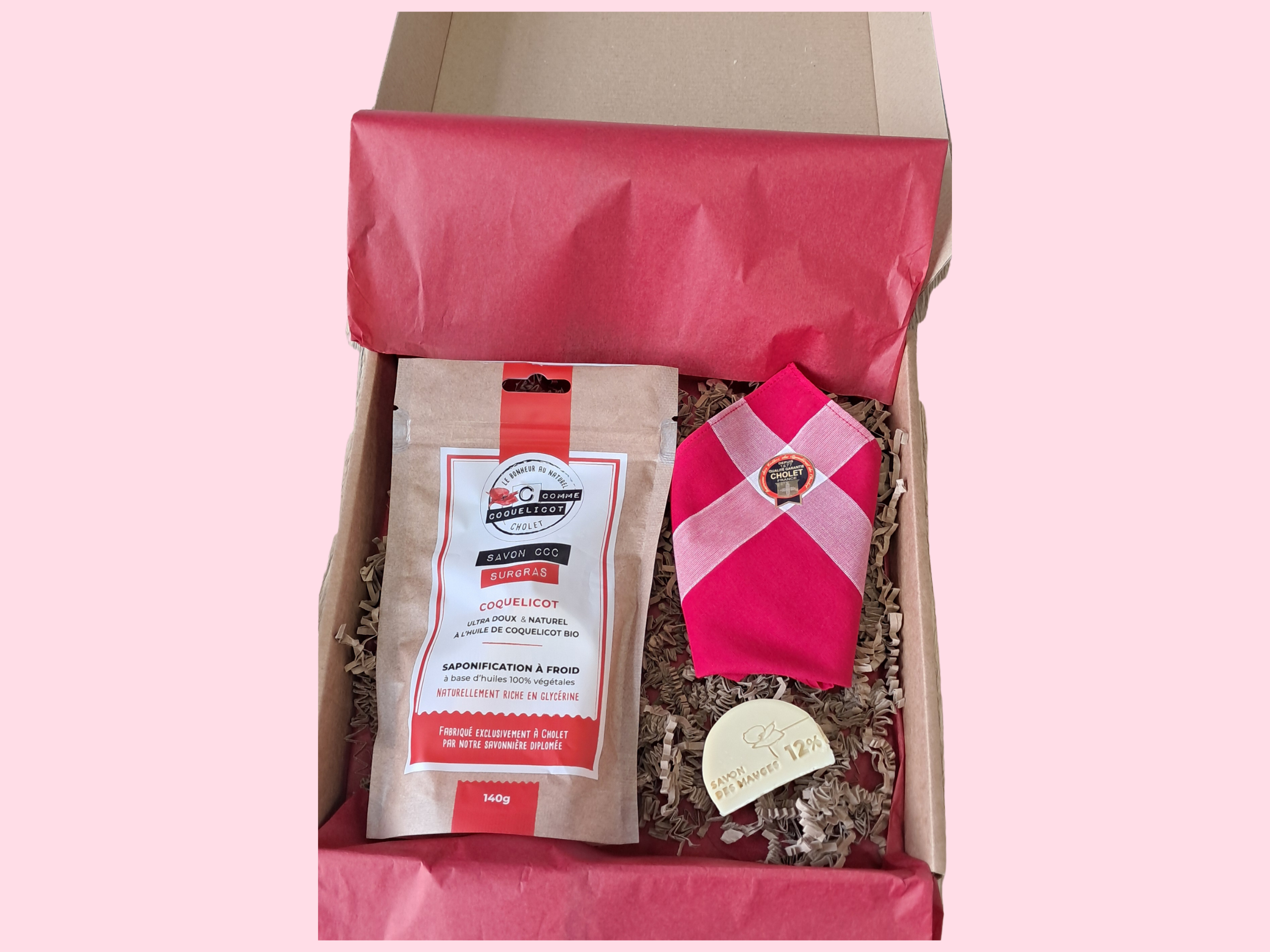 C Comme Coquelicot Coffrets 100% Cholet 2 produits coffret savon mouchoir
