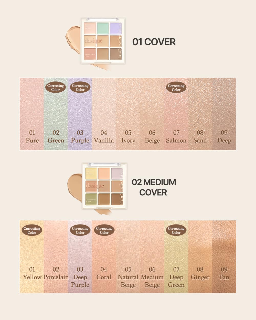 Dasique Base Pro Concealer Palette 01 correcteur 3 teintes