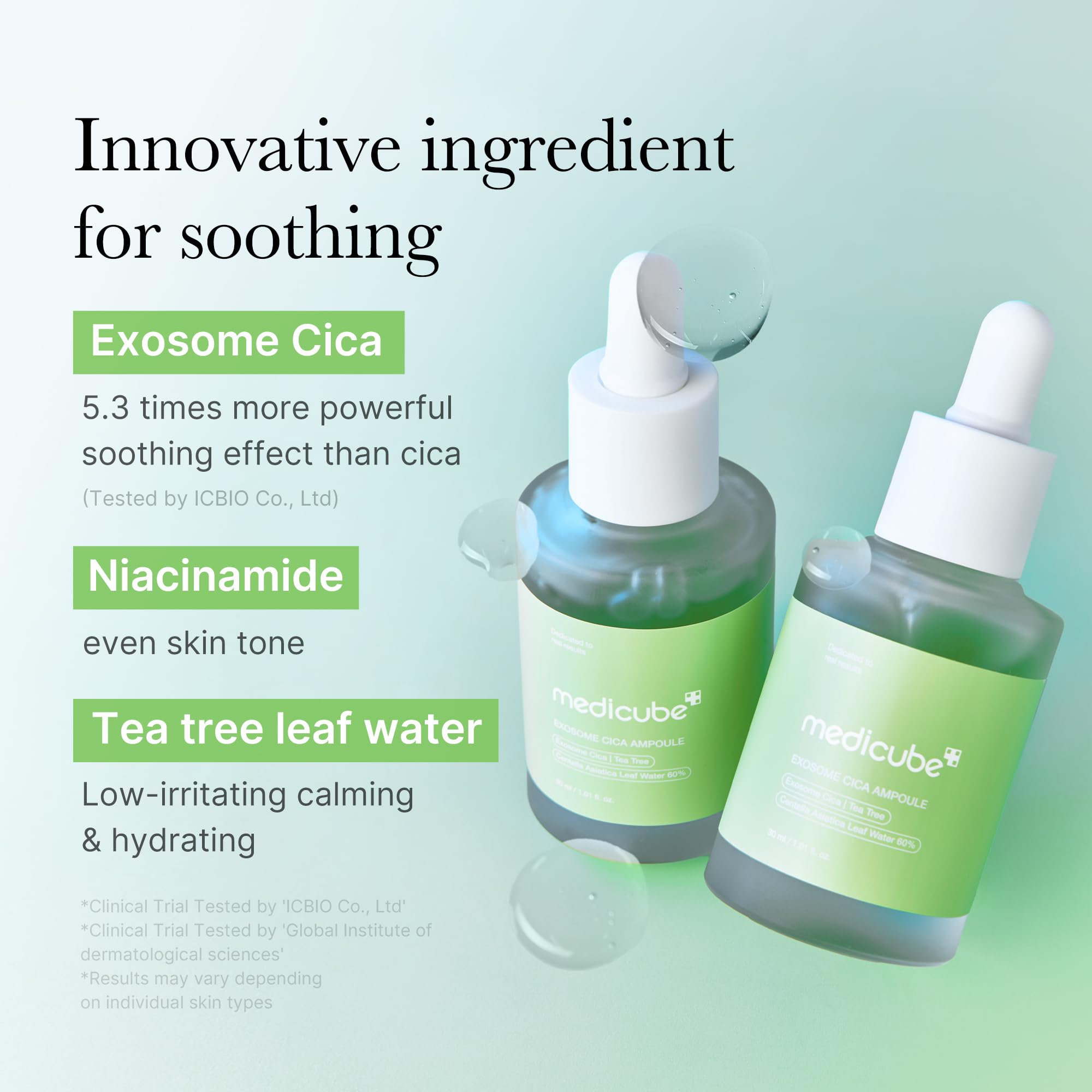 Medicube Super Cica Exosome Ampoule CICA Tea Tree sérum 30 ml apaisant