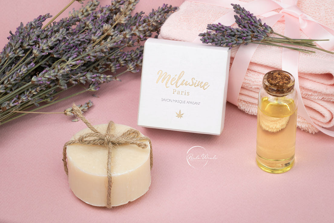 Mélusine Soin corps Savon anti-imperfections chanvre masque