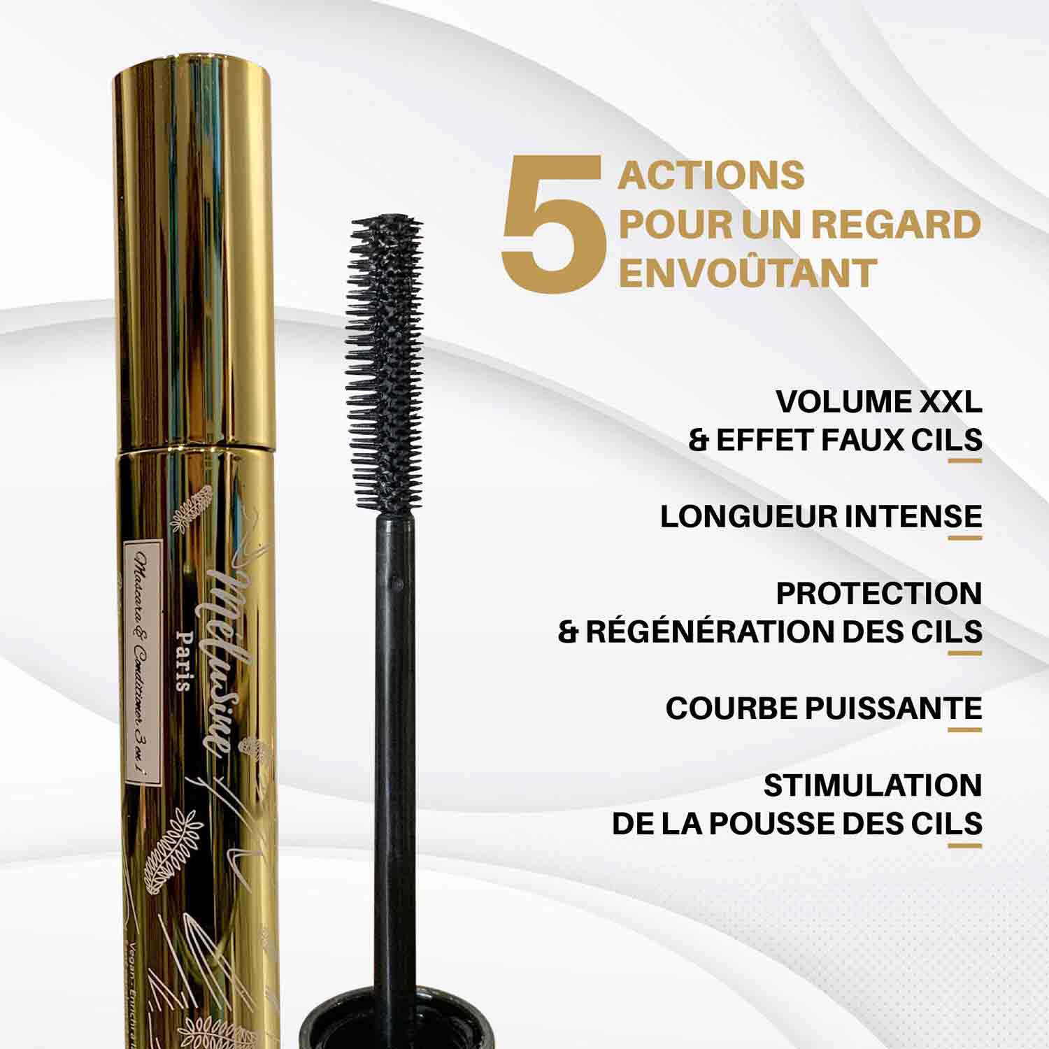 Mélusine Maquillage Mascara 3 en 1 mascara noir chanvre