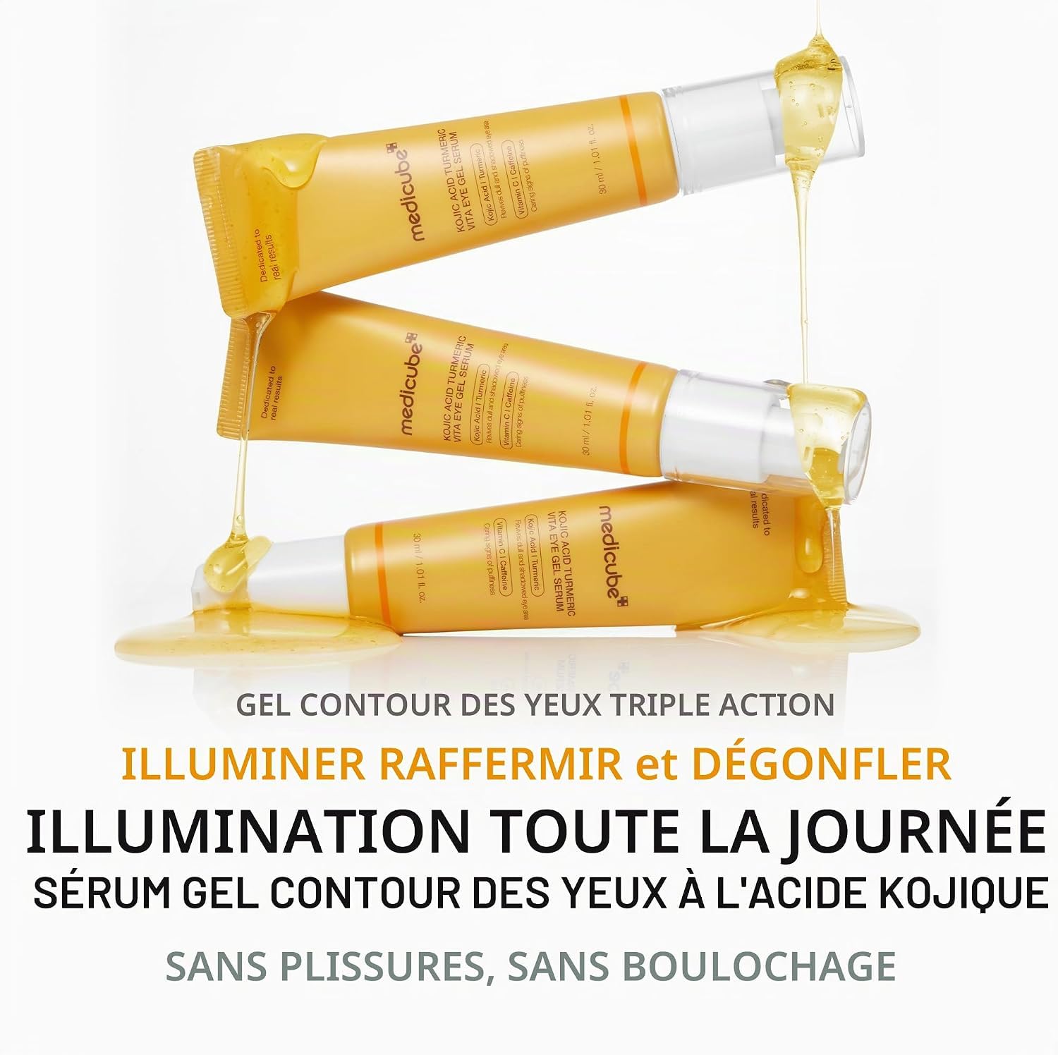 Medicube Kojic Acid gel yeux curcuma 30 ml éclat