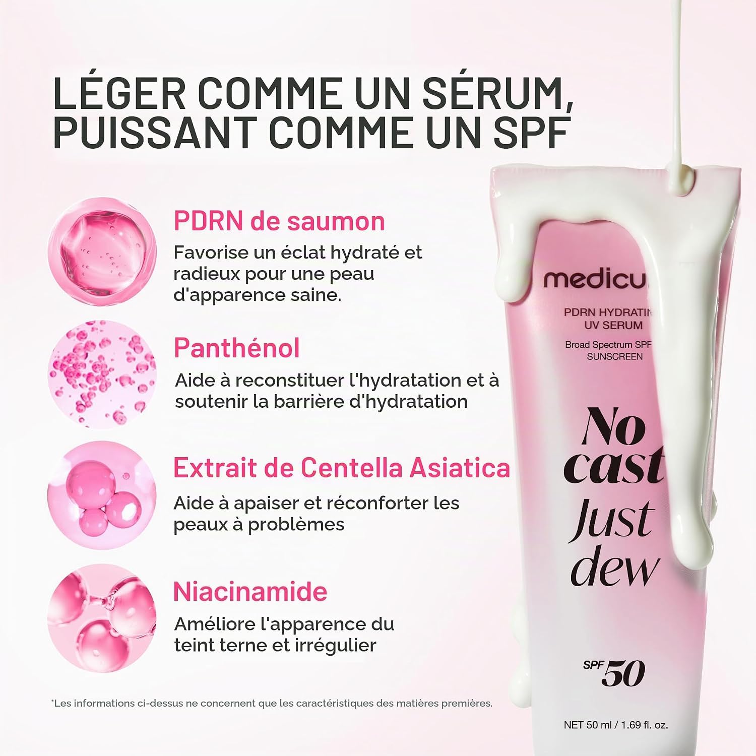 Medicube PDRN Pink Sérum Solaire SPF50 Just Dew 50 ml
