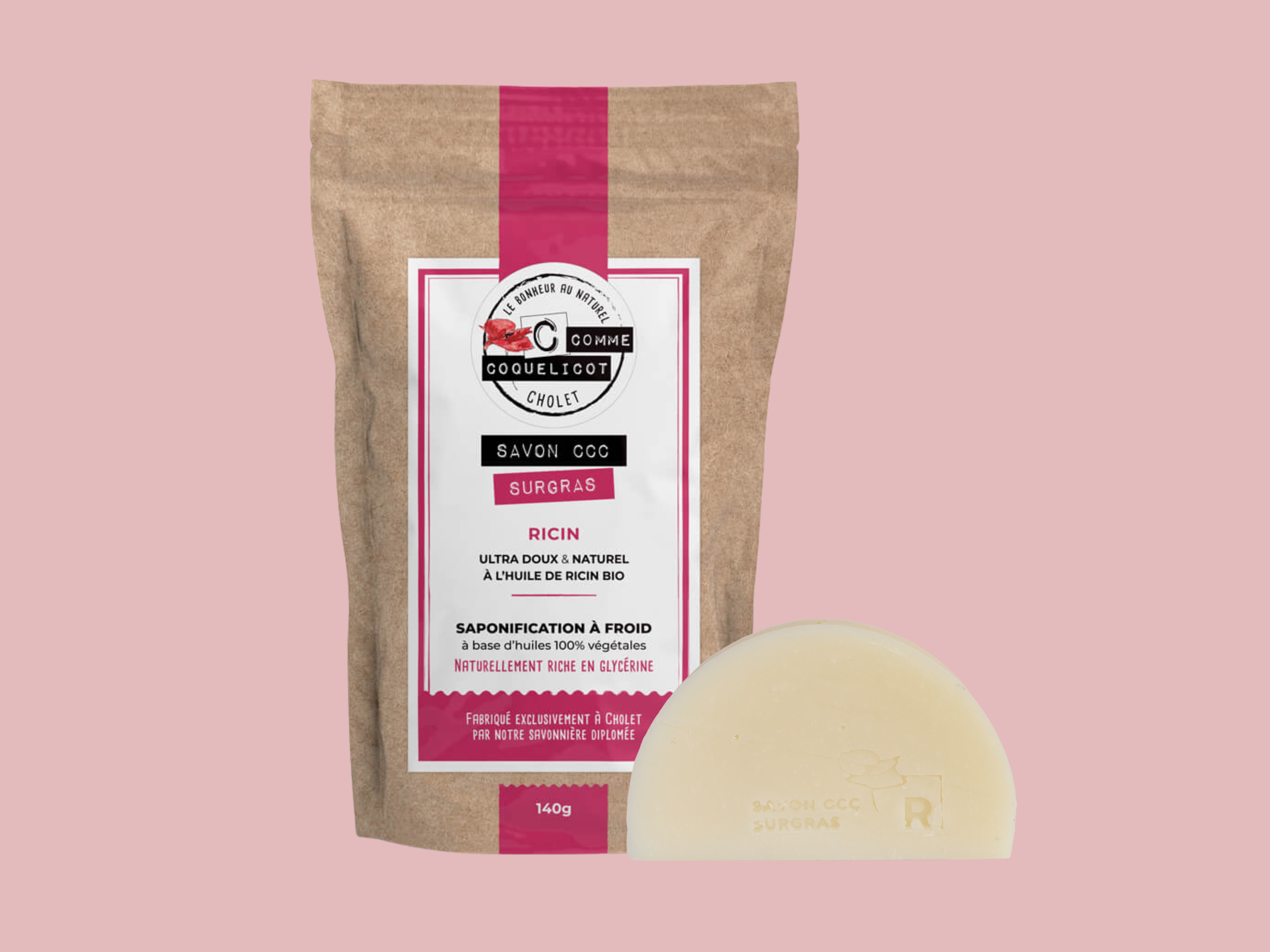 C Comme Coquelicot Savons savon surgras ricin 140 g peaux sèches