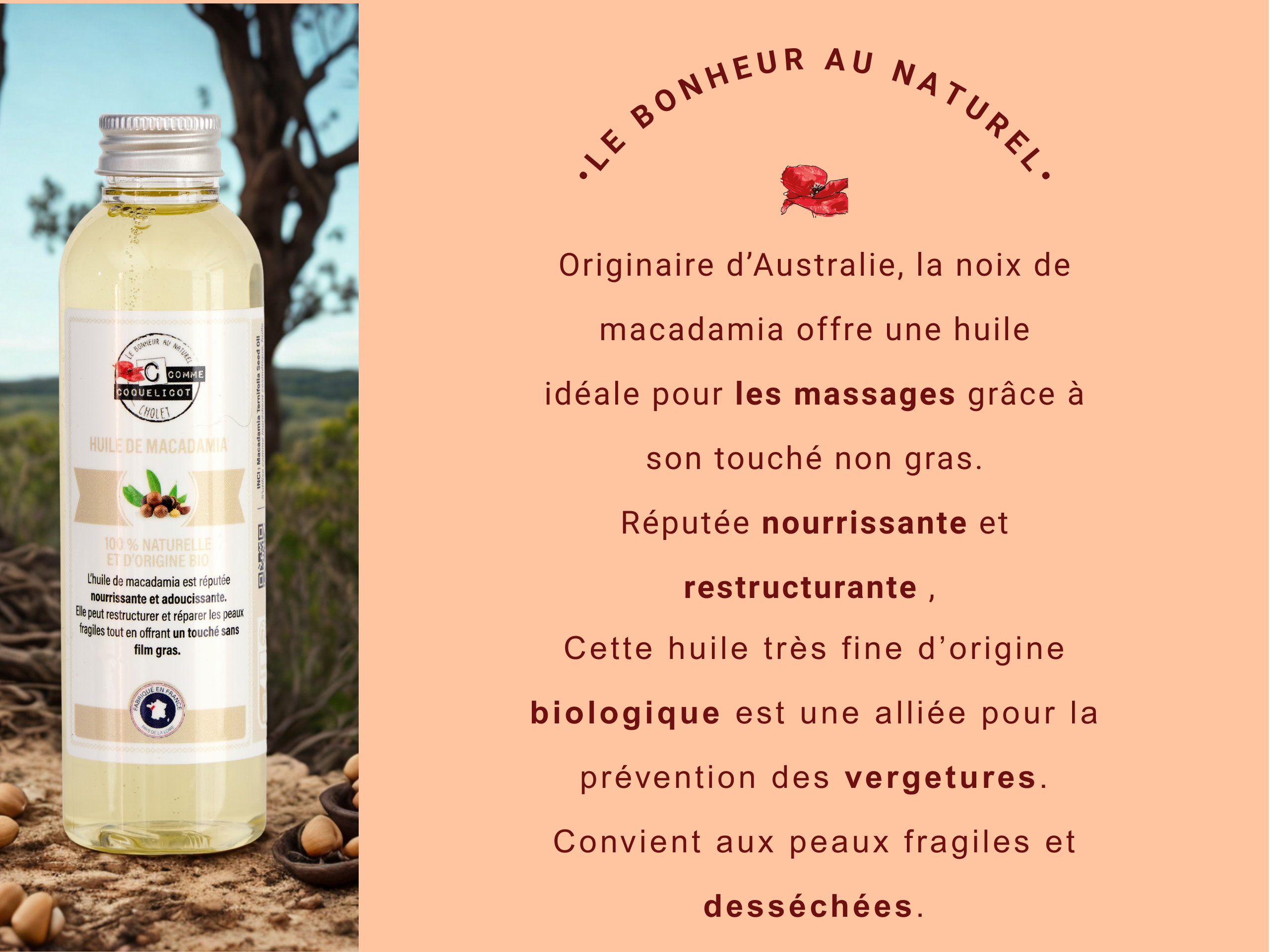 C Comme Coquelicot Huiles Macadamia Huile Bio 150ml