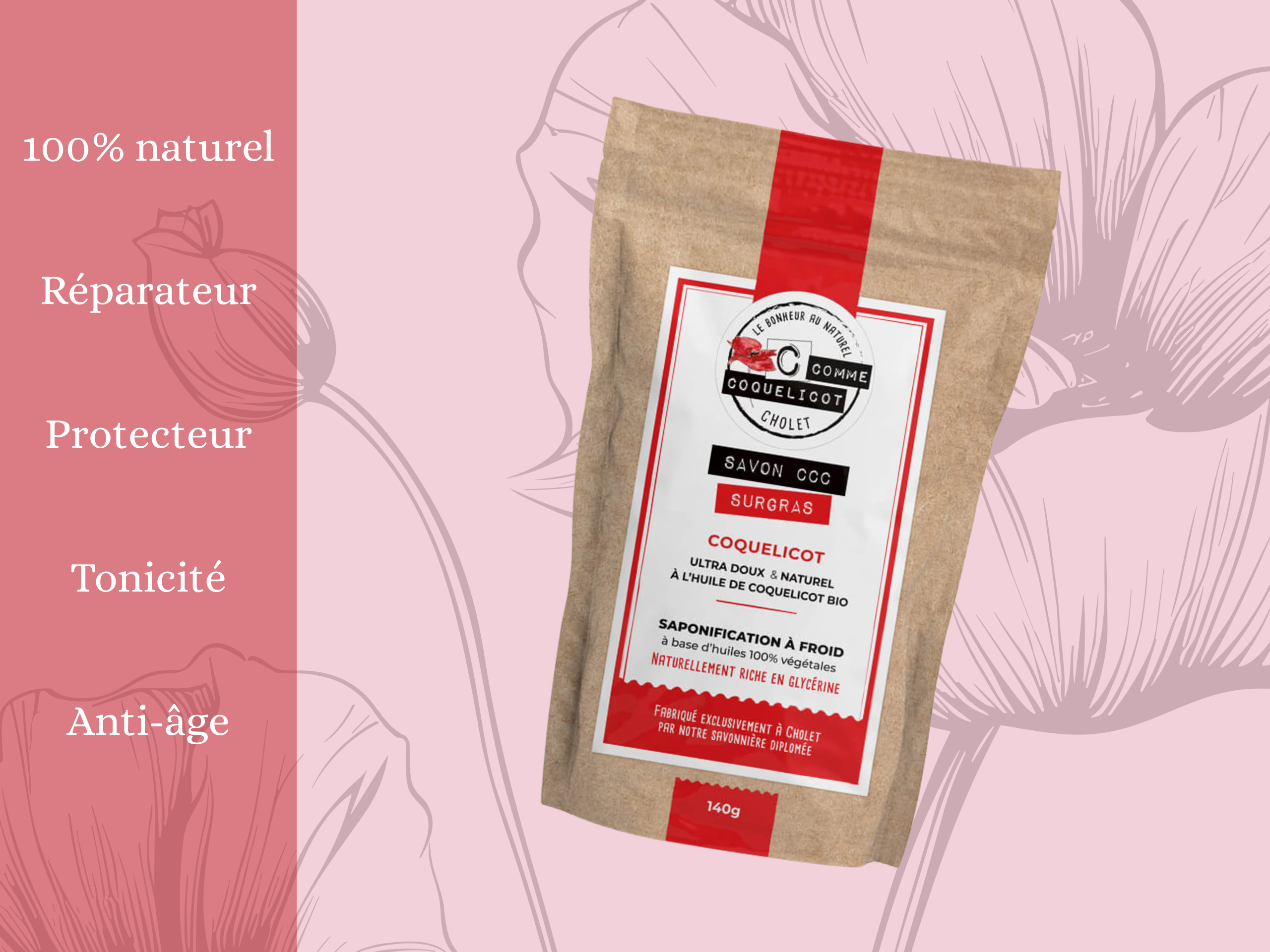 C Comme Coquelicot Savons savon surgras coquelicot 140 g peaux mixtes