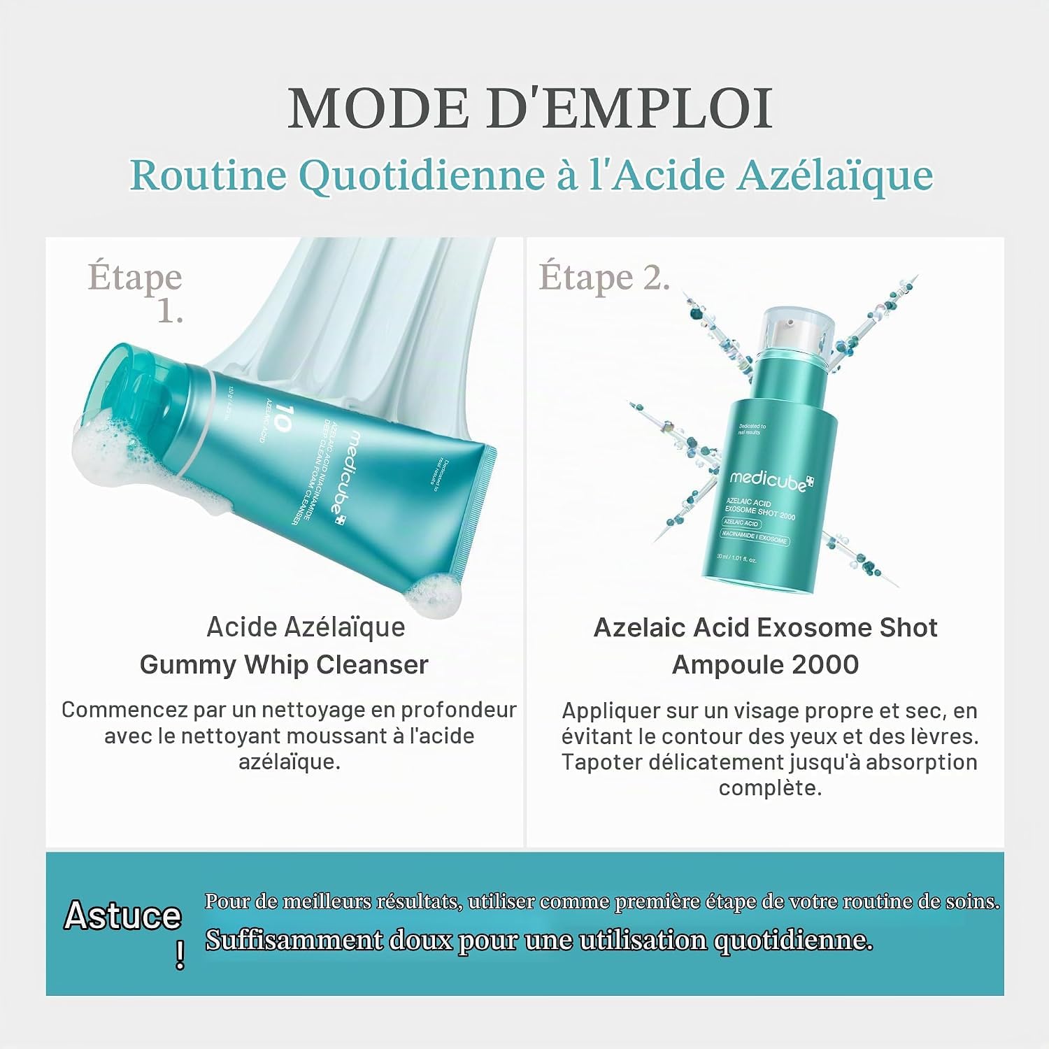 Medicube PDRN Pink sérum Exosome Shot acide azélaïque 2000PPM