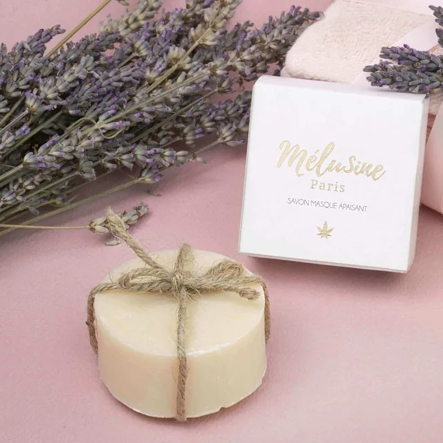 Mélusine Soin corps Savon chanvre anti-acné lavande masque