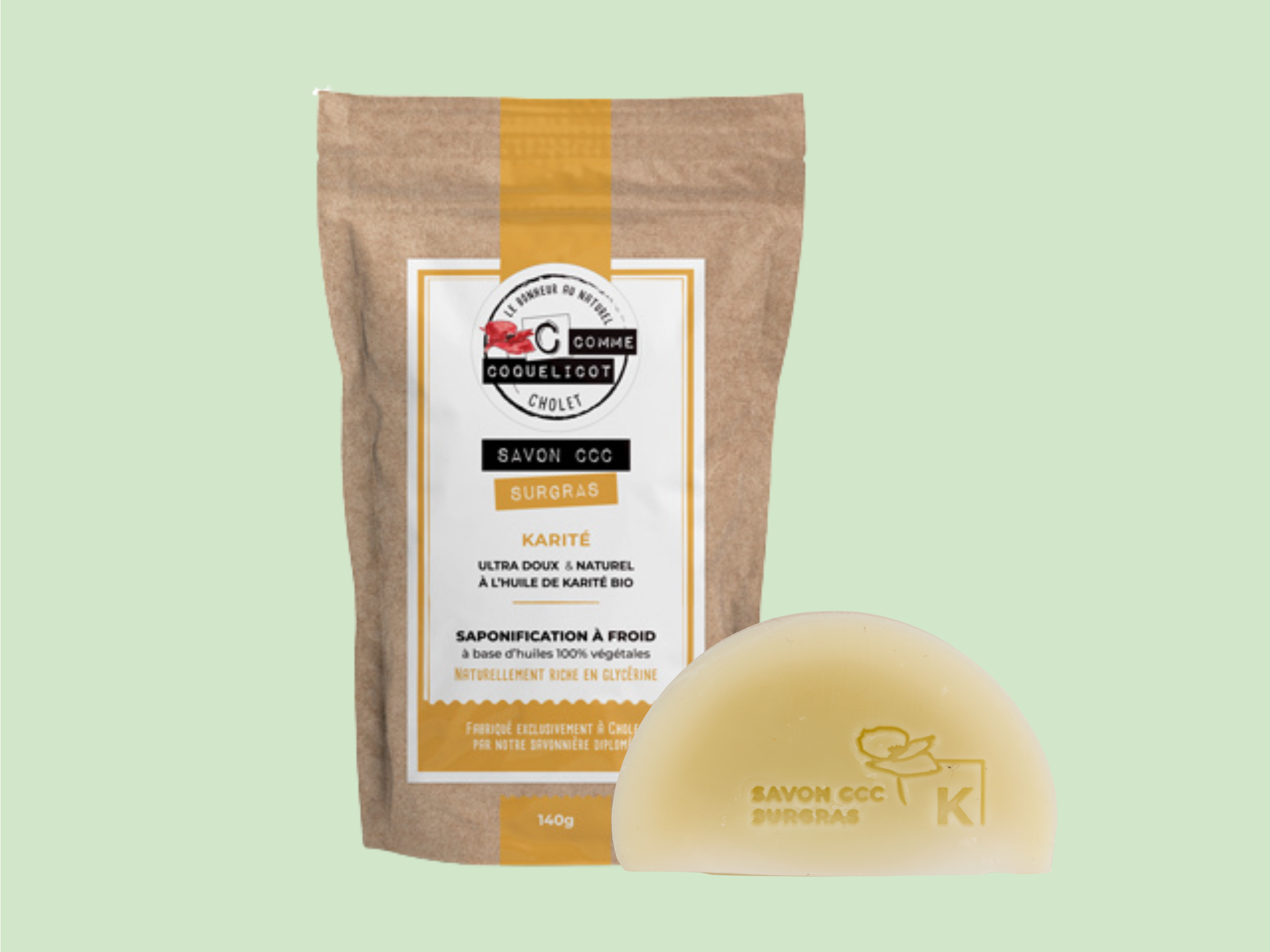 C Comme Coquelicot Savons savon surgras karité 140 g peaux abîmées