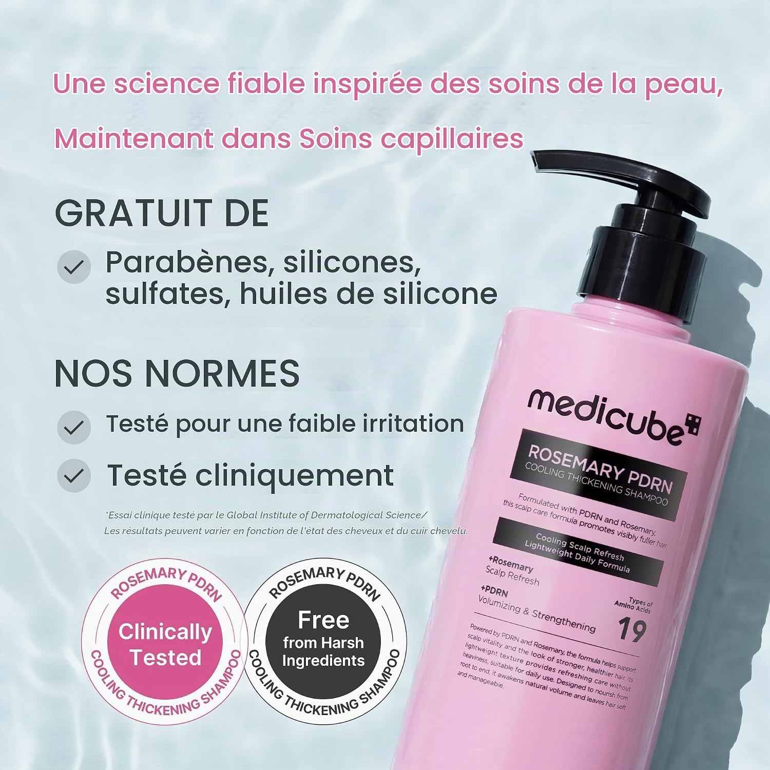 Medicube PDRN Pink shampooing romarin PDRN 400 ml force