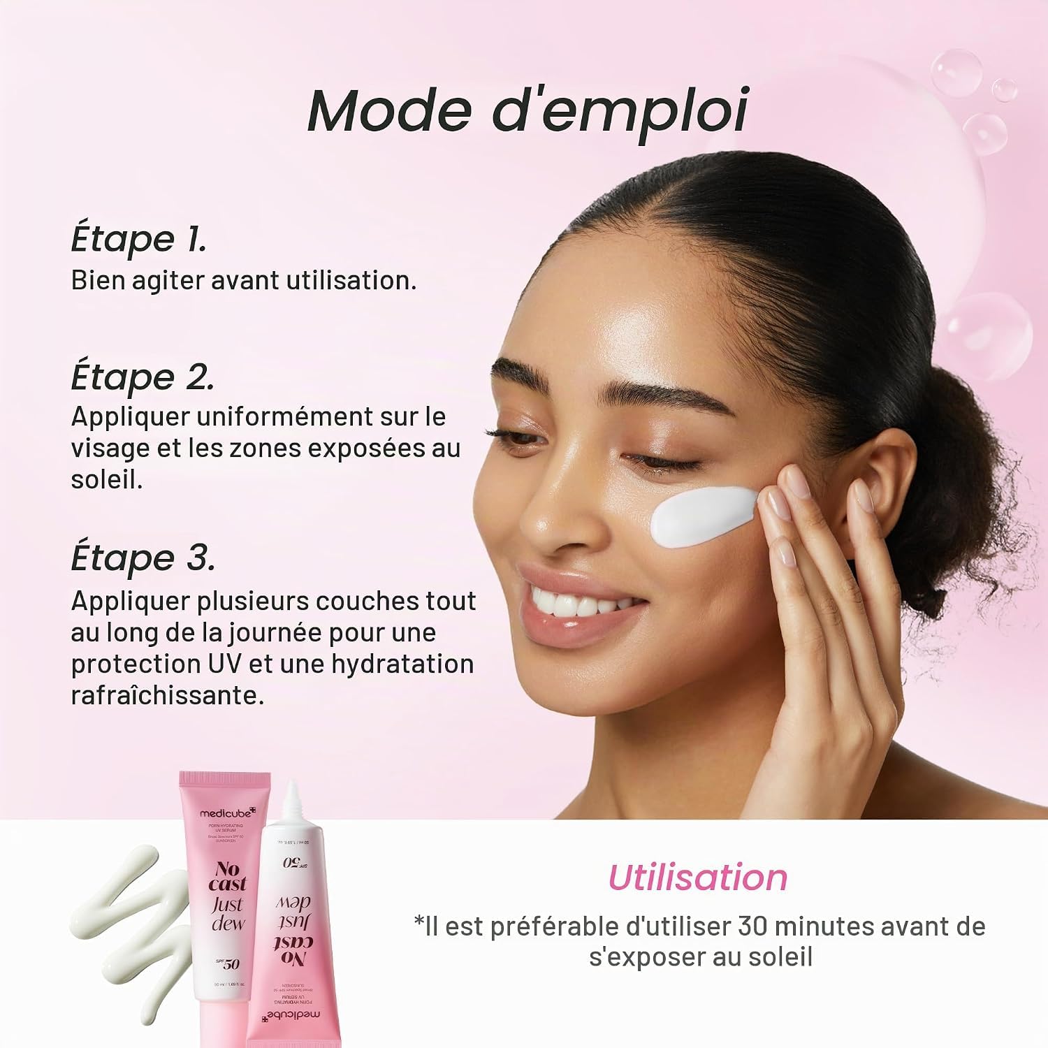 Medicube PDRN Pink Sérum Solaire SPF50 Just Dew 50 ml