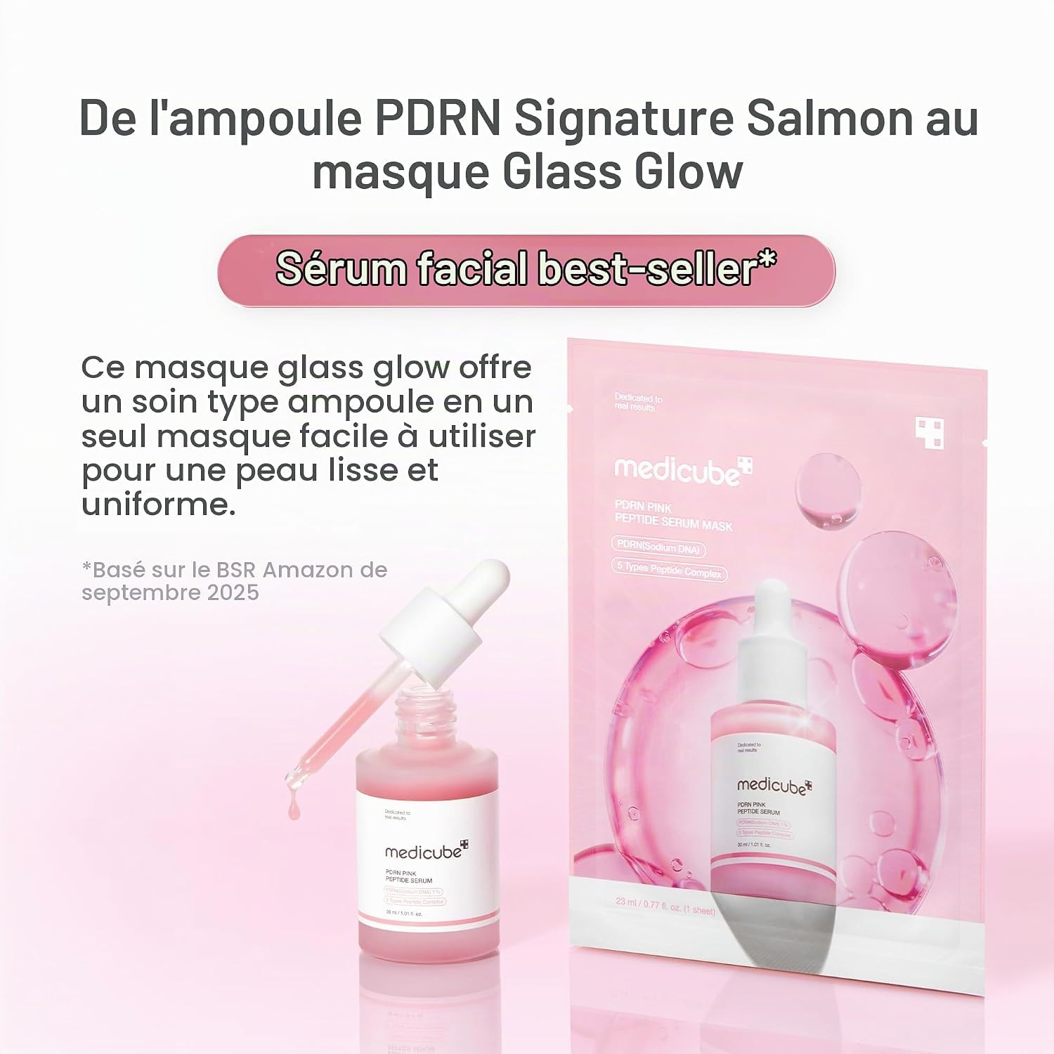 Medicube PDRN Pink Peptide masque tissu éclat 6x23ml