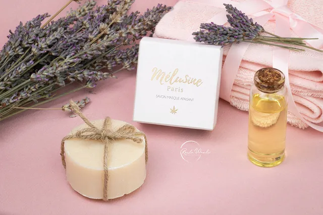 Mélusine Soin corps Savon anti-imperfections chanvre masque