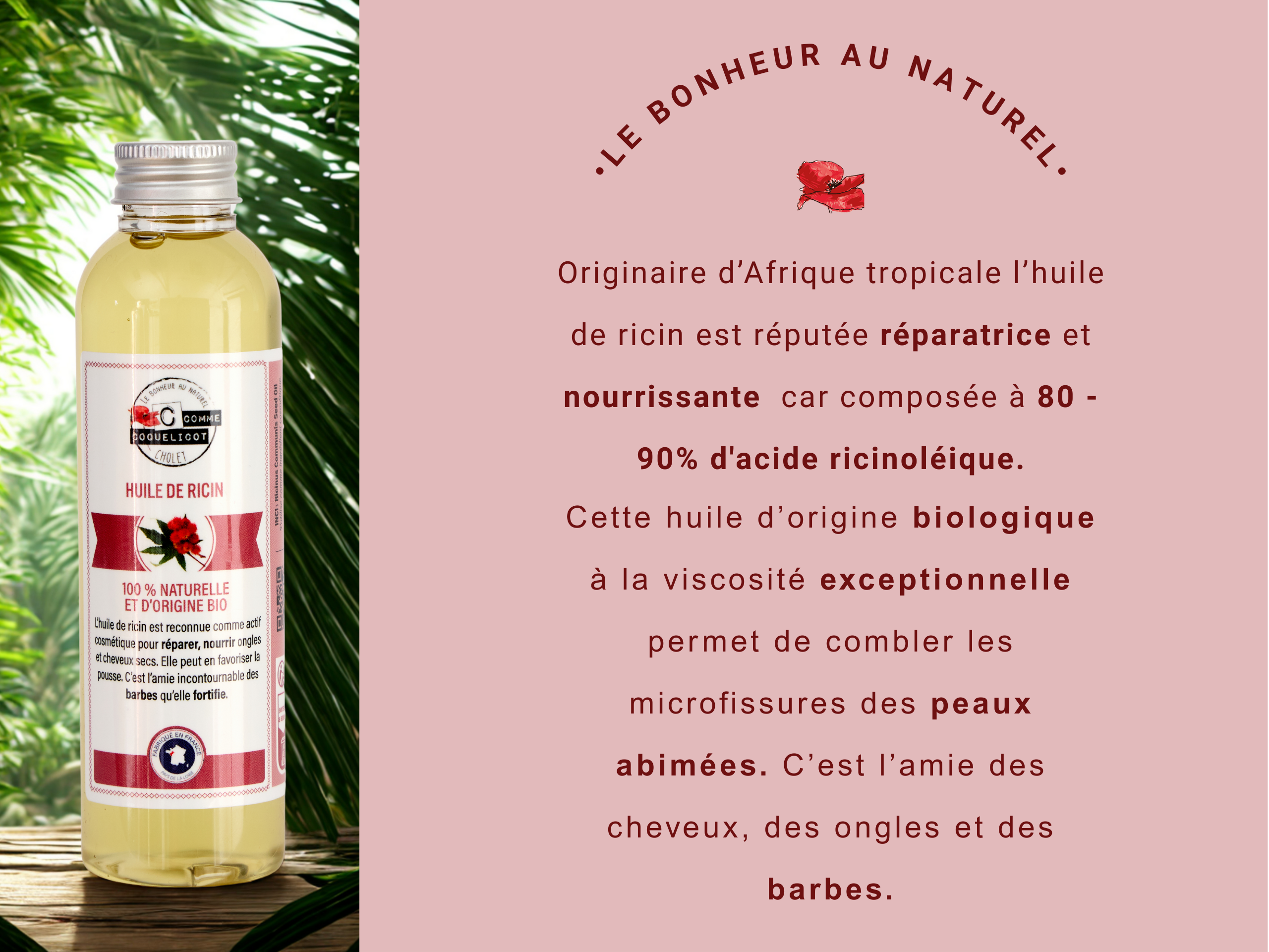 C Comme Coquelicot Huiles Ricin huile végétale 150 ml réparatrice