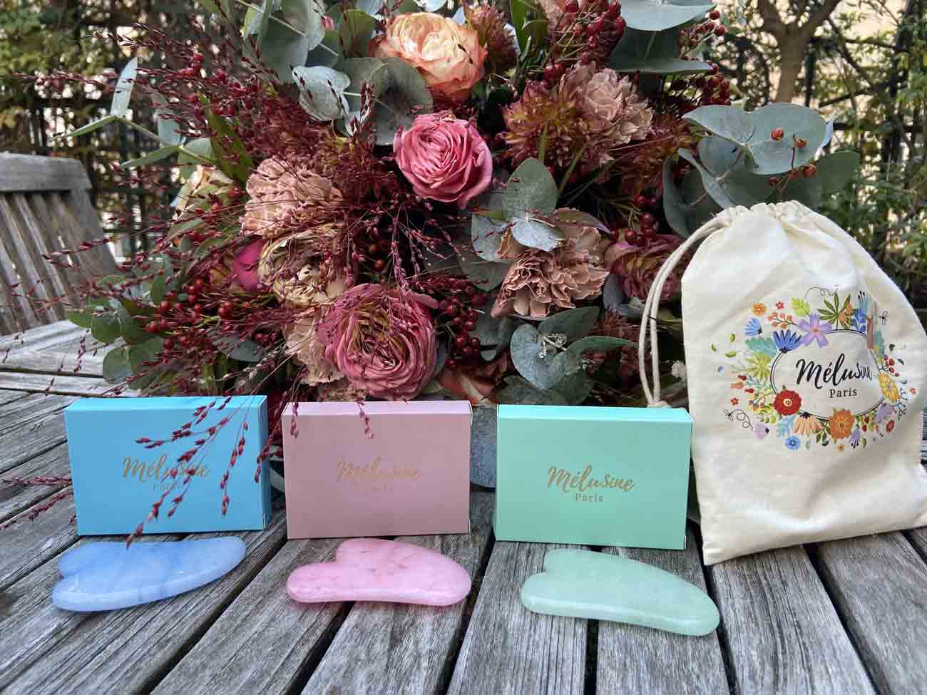 Mélusine Coffrets cadeaux 3 gua sha visage lithothérapie