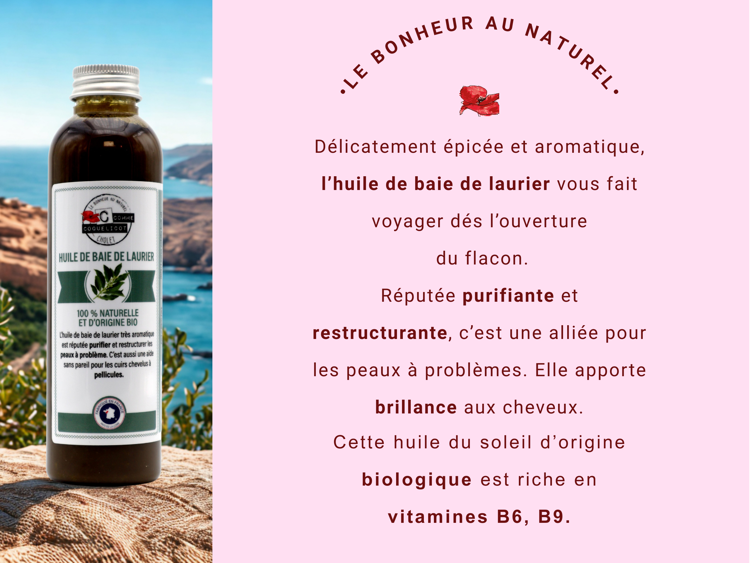C Comme Coquelicot Huiles Baies de Laurier huile visage 150 ml purifiante