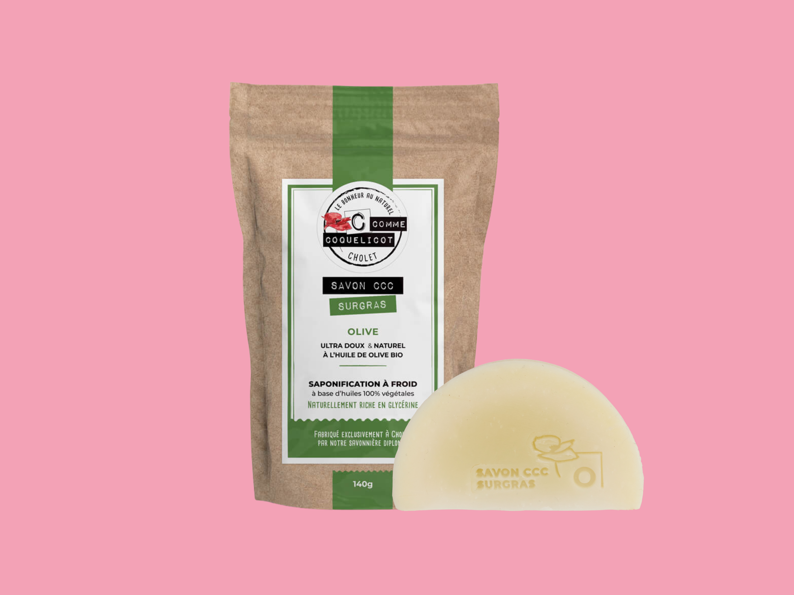C Comme Coquelicot Savons Savon surgras huile d’olive savon 140 g