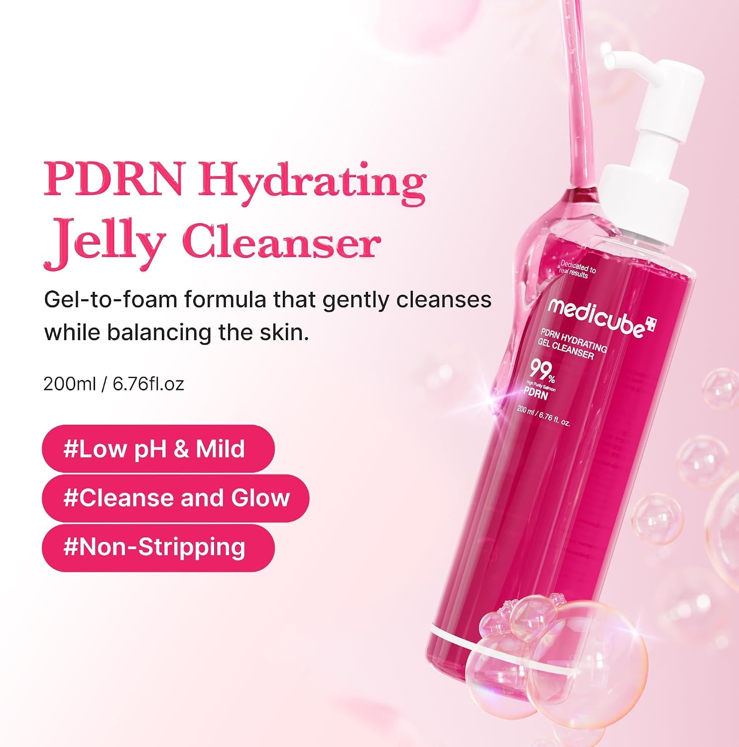 Medicube PDRN Pink nettoyant gelée-mousse visage sans alcool