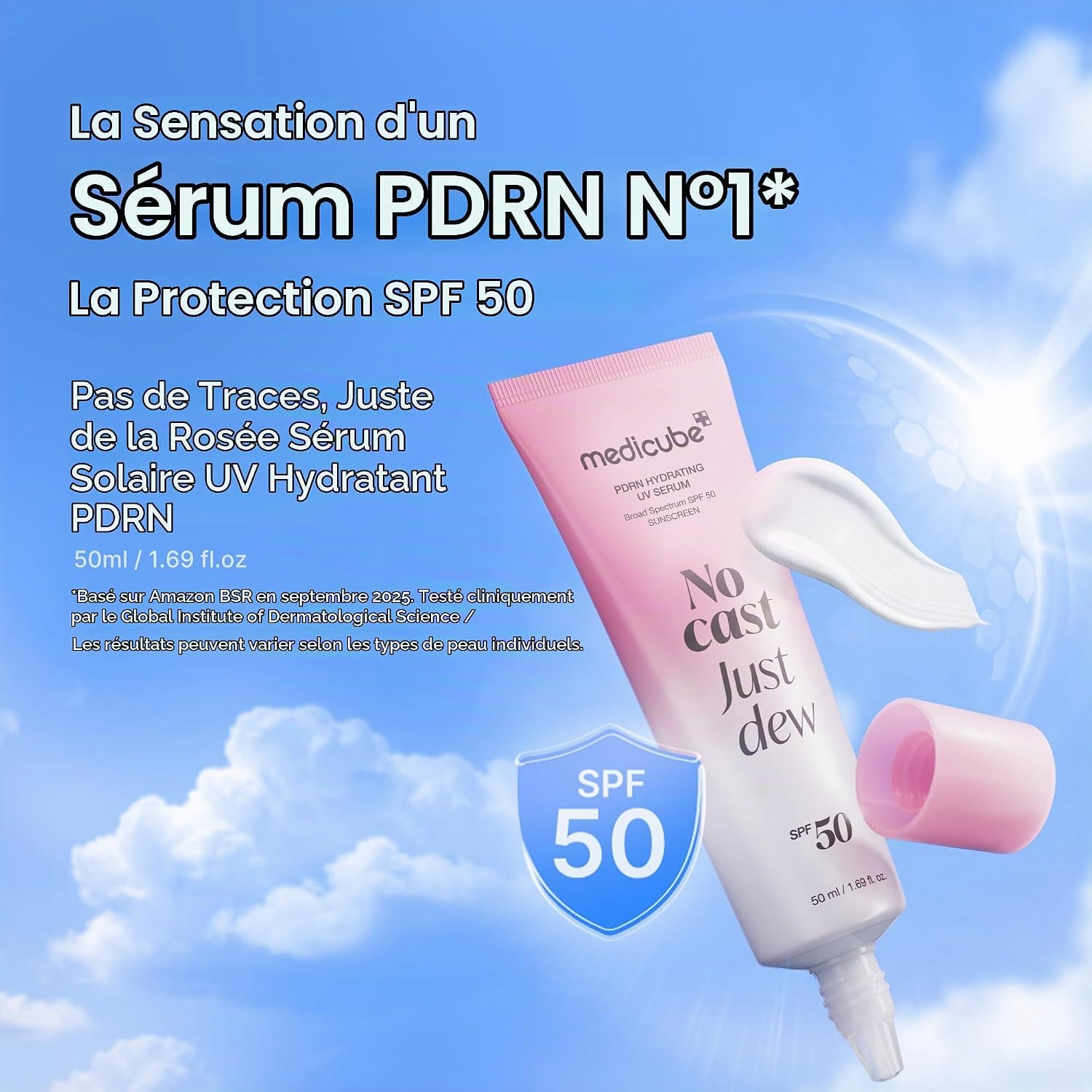 Medicube PDRN Pink Sérum Solaire SPF50 Just Dew 50 ml