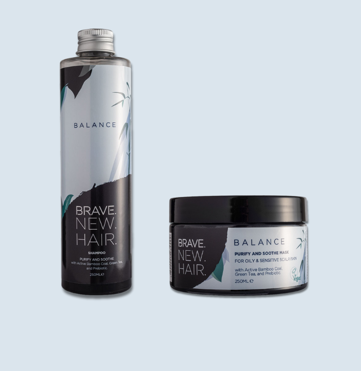 Brave New Hair Balance shampoing cuir gras charbon bambou