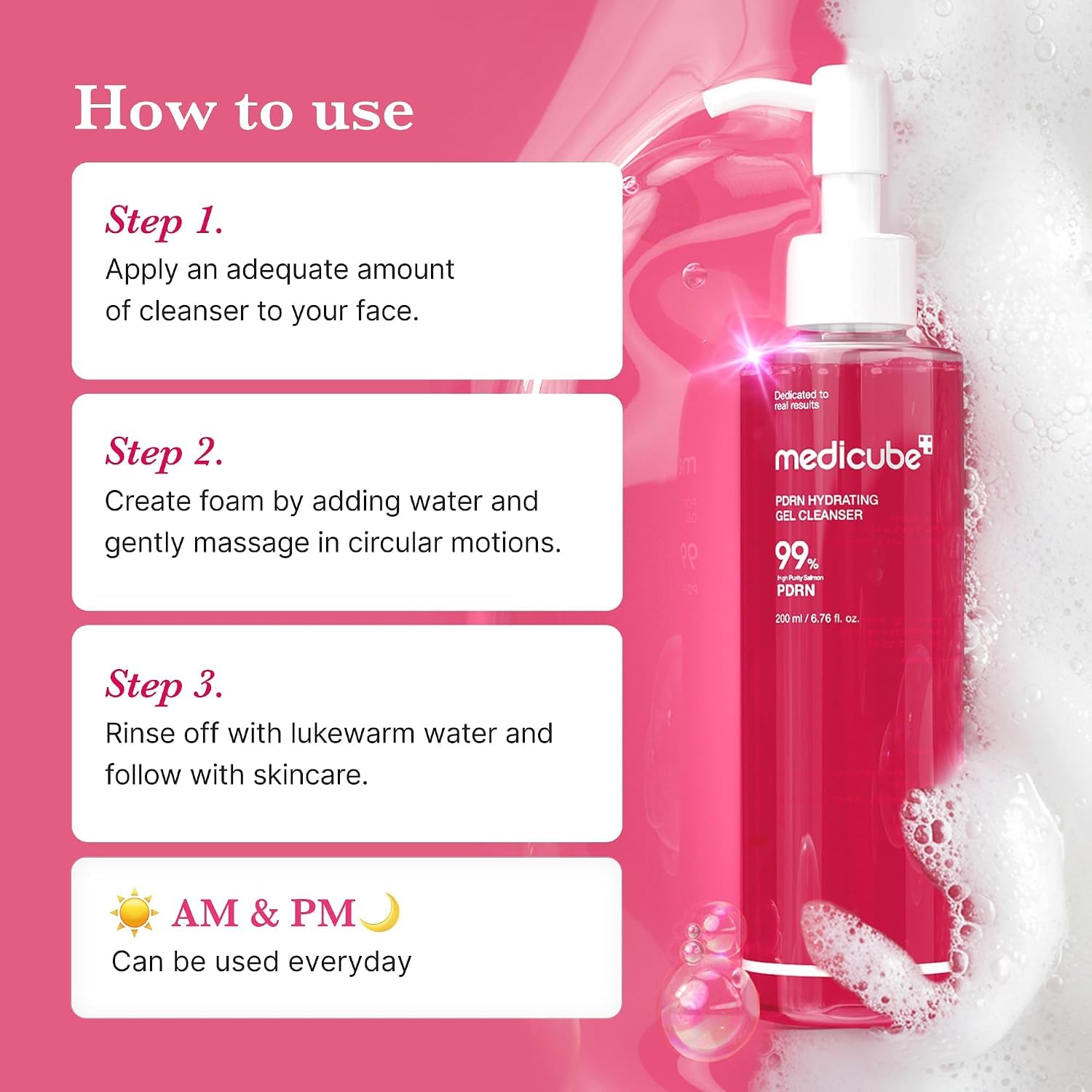 Medicube PDRN Pink nettoyant gelée-mousse visage sans alcool